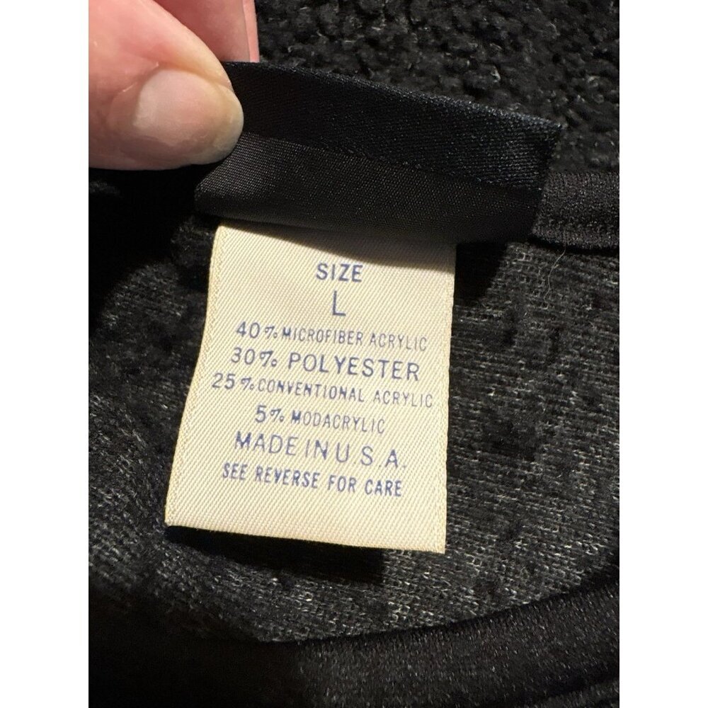 VIntage Palmetto's Fleece Pullover Black Fair Isle Geometric Made in USA Large - Picture 6 of 6